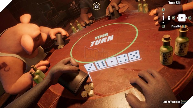 alt text: Giao diện người dùng trong game Liar's Bar, hiển thị các lựa chọn trò chơi.