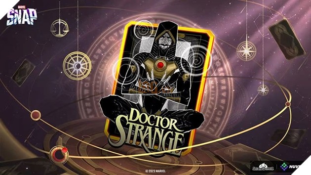 Alt text: Hình ảnh thẻ bài Doctor Strange phiên bản Midnight Suns trong Marvel Snap