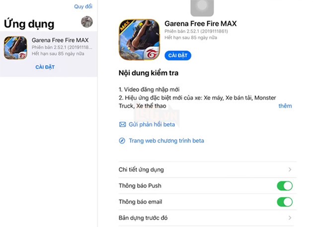 Bắt đầu kiểm tra Free Fire Max