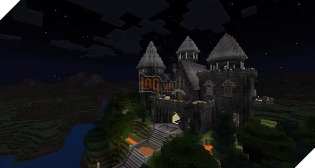 Cầu đá và hào dung nham trong Minecraft