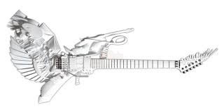Chi tiết chạm khắc và sơn màu trên cây đàn guitar Wings of Creation
