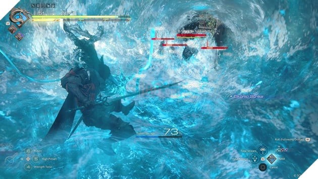 Clive chiến đấu với kẻ thù trong Final Fantasy 16