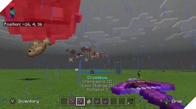 Cung nỏ với bùa phép Multishot trong Minecraft 1.19
