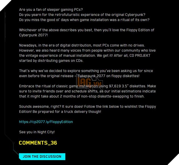 Cyberpunk 2077 công bố phiên bản đĩa mềm giới hạn 2