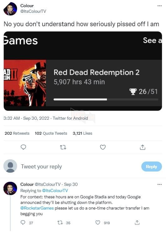 Google Stadia Đóng Cửa: Game Thủ Red Dead Redemption 2 Hoang Mang Vì Mất Công Sức Chơi Hơn 6000 Giờ