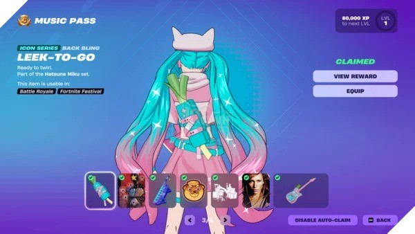 Hình ảnh các vật phẩm Hatsune Miku trong Fortnite