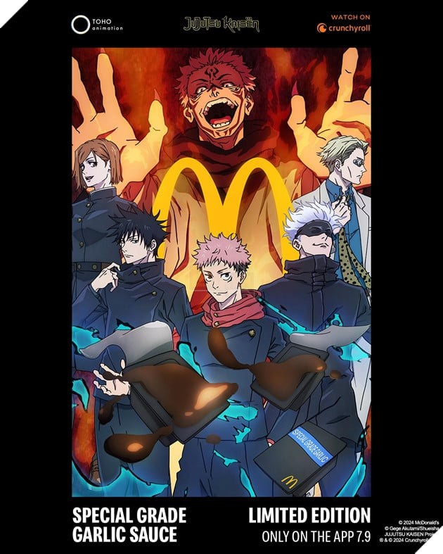 Hình ảnh quảng bá Jujutsu Kaisen tại McDonald's