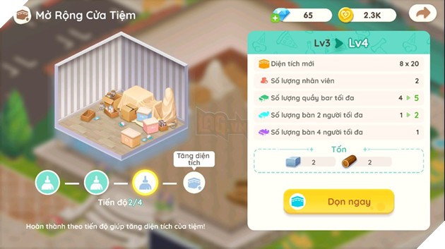 Mở rộng quán trong game Hello Cafe