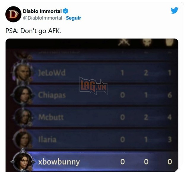 Người chơi AFK trong Diablo Immortal