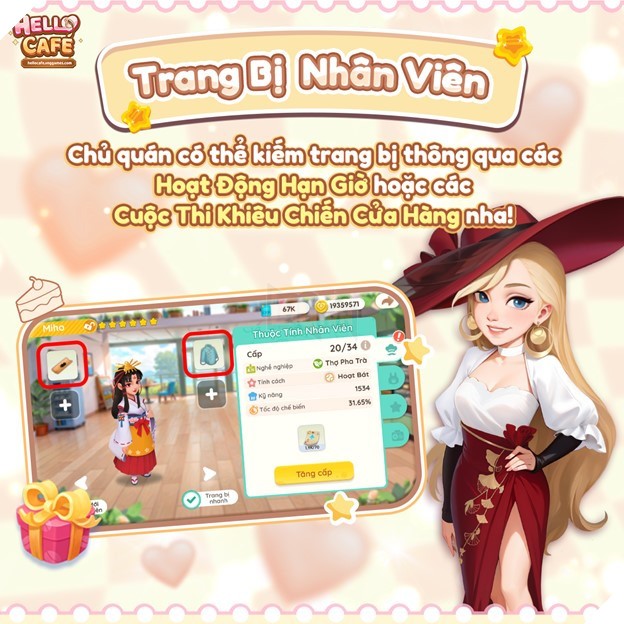 Trang bị cho nhân viên trong Hello Cafe
