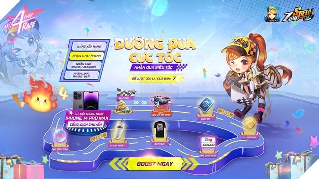 ZingSpeed Mobile Kỷ Niệm 4 Năm: Cơ Hội Nhận iPhone 14 Pro Max và Quà Tặng Hấp Dẫn